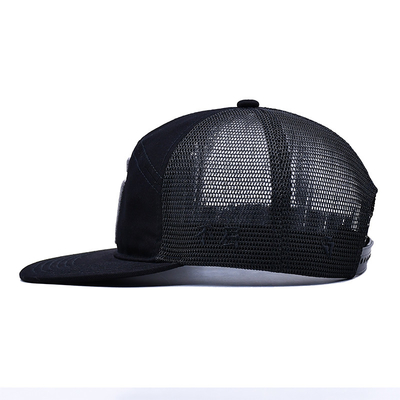 Unisex Mesh Flat Brim Cap Trucker Cap Adjustable Snapback Hat Mesh Back for Men Women