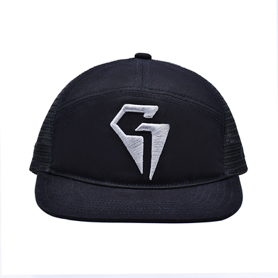 Unisex Mesh Flat Brim Cap Trucker Cap Adjustable Snapback Hat Mesh Back for Men Women