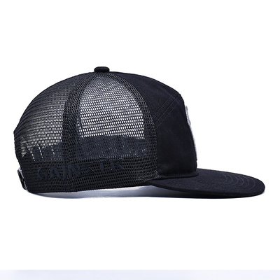 Unisex Mesh Flat Brim Cap Trucker Cap Adjustable Snapback Hat Mesh Back for Men Women