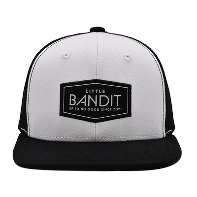 Flat Brim 2 Eyelets Mesh Cap Trucker Cap Trendy Stylish Adjustable Snapback Hat Mesh Back for Men Women