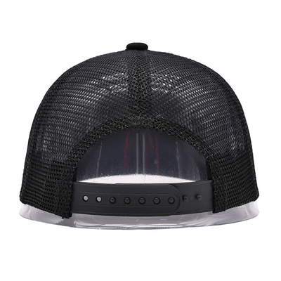 Flat Brim 2 Eyelets Mesh Cap Trucker Cap Trendy Stylish Adjustable Snapback Hat Mesh Back for Men Women