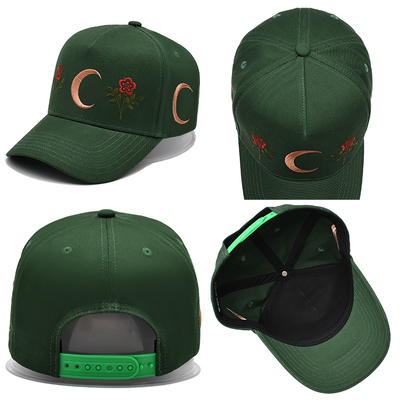 5 Panel Flat Curve Snapback Cap With Embroidery Logo Structured Baseball Cap