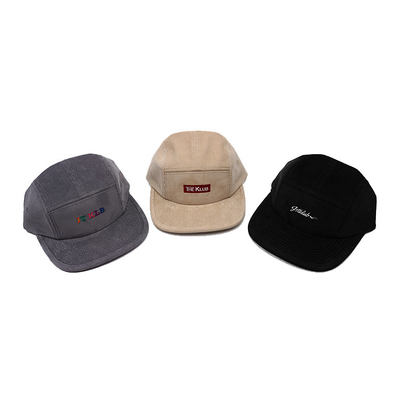 Low-middle Profile 5 Panel Camper Hat Customized Color Corduroy fabric