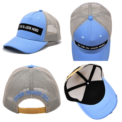 2 Eyelets Cotton/Polyester/Custom Fabric Trucker Cap With 3D Embroidery Logo
