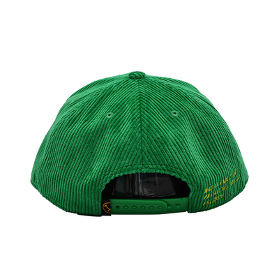 Unisex 6 Panel Snapback Hat Green Customizable Color Corduroy Fabric