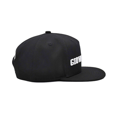 Customized Logo Unisex Black Flat Hats With Adjustable Structured Crown