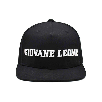 Customized Logo Unisex Black Flat Hats With Adjustable Structured Crown