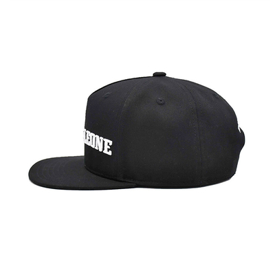 Customized Logo Unisex Black Flat Hats With Adjustable Structured Crown