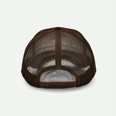 Adjustable Customized 5 Panel Sponge Trucker Cap Brown Summer Decorative Rope