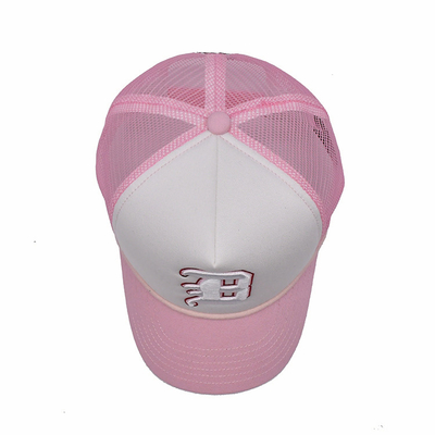 Flat Bill High Profile 5 Panel Trucker Cap With Adjustable Snapback Closure