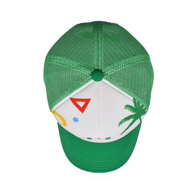 Screen Printing Affixed Patch 5 Panel Trucker Cap Cotton Polyester Custom Fabric Flat Curve