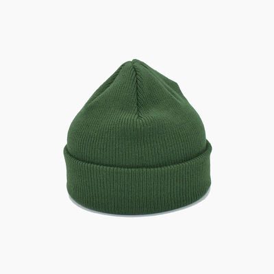 Custom Acrylic Ribbed Beanie Cap Embroidery Logo Green Winter Ski Hat Plain