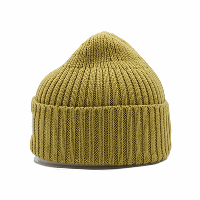 Common Fabric Knit Beanie Hats Custom Logo In Embroidery Pattern
