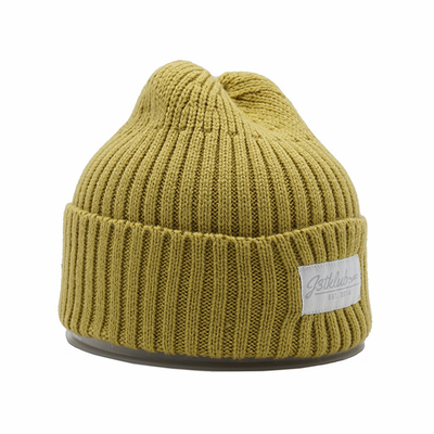 Common Fabric Knit Beanie Hats Custom Logo In Embroidery Pattern