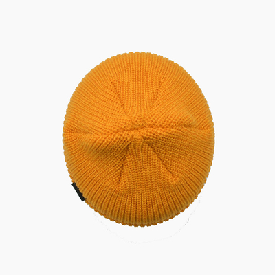 Custom Yellow Knit Beanie Hats 58CM For Winter Unisex Adult