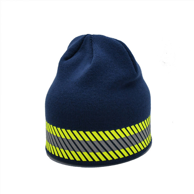 58CM Unisex Knit Beanie Hats In Blue Green Color Custom