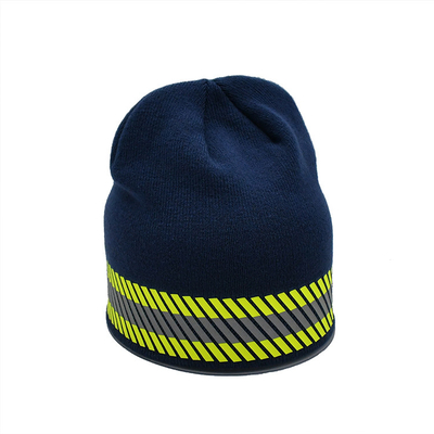 58CM Unisex Knit Beanie Hats In Blue Green Color Custom