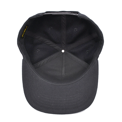 Custom 6 Panel Black Acrylic Closed Back Flex Fit Gorras Cap Embroidery sublimation Logo Underbrim Hip Hop Snapback cap