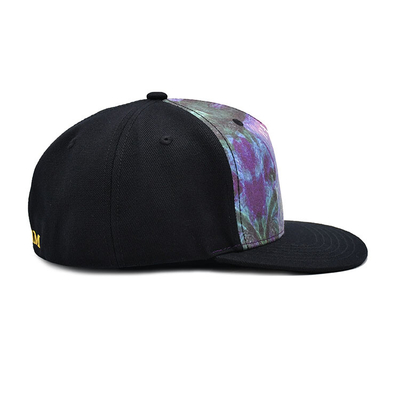 Wholesale fashion flat brim allover sublimation printed 5 panel custom snapback caps and hats