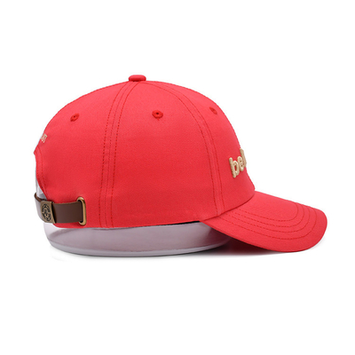 Functional Cotton Six Panel Baseball Cap For Outdoor Activities With Leather Back Closure