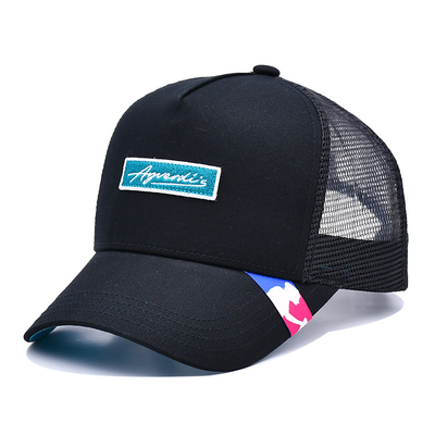 Lightweight Men 6 Panel Trucker Cap With Woven Label