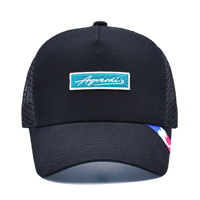 Lightweight Men 6 Panel Trucker Cap With Woven Label