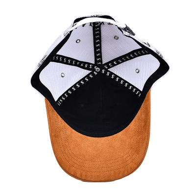 Custom 5 Panel Trucker Cap High Quality Suede Curved Brim Mesh Trucker Hats