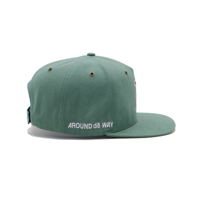 Green vintage cotton adjustable snap back blank solid color flat brim snapback cap 3d embroidery snapback