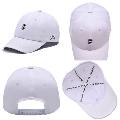 Structured Custom Embroidered Baseball Caps Metal Eyelets White Color