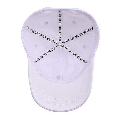 Structured Custom Embroidered Baseball Caps Metal Eyelets White Color