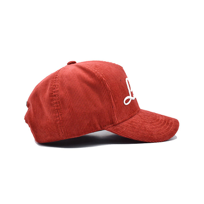 Corduroy Fabric 5 Panel Structured Sports Baseball Cap Snap Back Hats With 3D Puff Embroidery