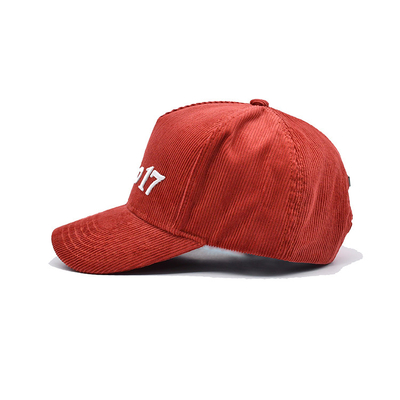 Corduroy Fabric 5 Panel Structured Sports Baseball Cap Snap Back Hats With 3D Puff Embroidery