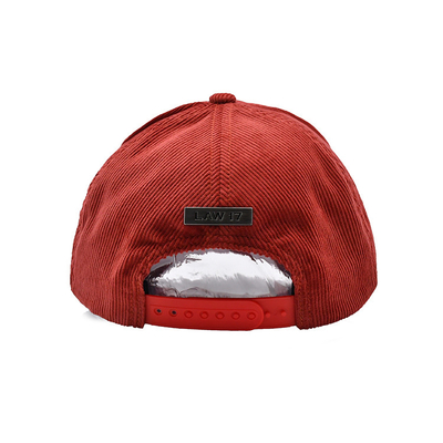 Corduroy Fabric 5 Panel Structured Sports Baseball Cap Snap Back Hats With 3D Puff Embroidery