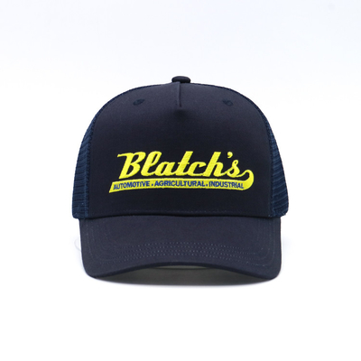 BSCI Mesh Structured Trucker Hat 5 Panel Cotton Embroidery Logo Mesh Trucker Caps