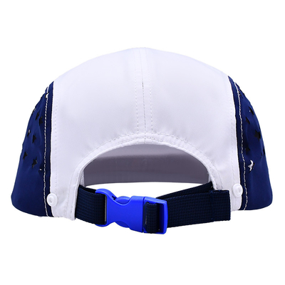 Customized Eyelets 5 Panel Camp Hat Flat Brim Waterproof Nylon Camper Cap