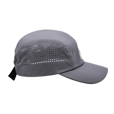 Lightweight Nylon 5 Panel Camper Hat Waterproof Running Black Running Mesh Cap With Adjustable Strap