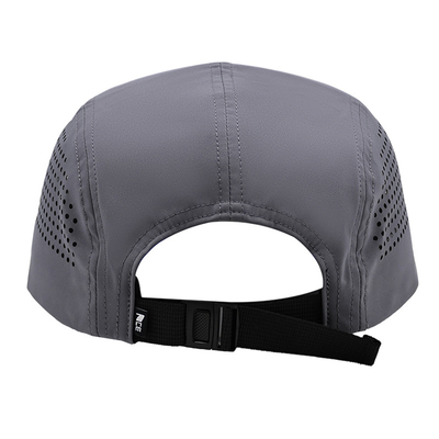 Lightweight Nylon 5 Panel Camper Hat Waterproof Running Black Running Mesh Cap With Adjustable Strap