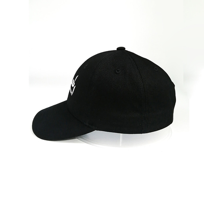 6 Panel Black Cotton Baseball Cap Adjustable Baseball Hat With Embroidery Logo