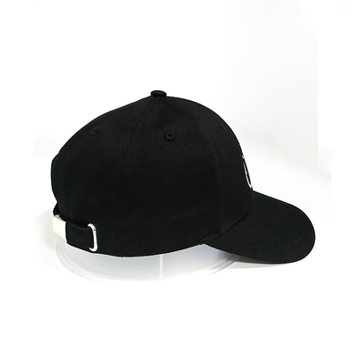 6 Panel Black Cotton Baseball Cap Adjustable Baseball Hat With Embroidery Logo