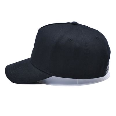 Custom 5 Panel Baseball Cap Cotton Twill Sports Black Dad Hat 3D Embroidery Logo