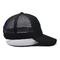 3D Embroidery Distressed Cotton Twill Trucker Hat Black Mesh Trucker Cap Pre curved Visor