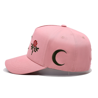 4 Matching Fabric Color Eyelets Cotton Baseball Cap With Customizable Flower Moon Embroidery