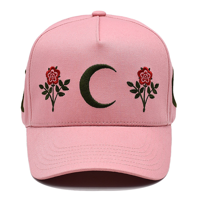 4 Matching Fabric Color Eyelets Cotton Baseball Cap With Customizable Flower Moon Embroidery