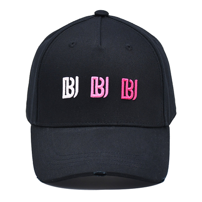 Stiching Line Color Customizable 5 Panel Baseball Cap With Distress Flat Curve Peak Style