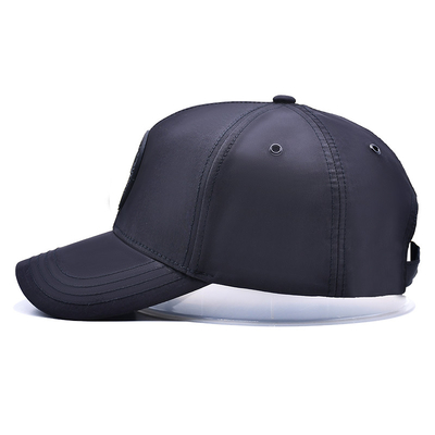 Curve Peak Five Panel Baseball Cap With Structured Rubber Patch Metal Eyelets Matching With Fabric