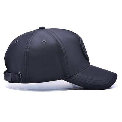 Curve Peak Five Panel Baseball Cap With Structured Rubber Patch Metal Eyelets Matching With Fabric