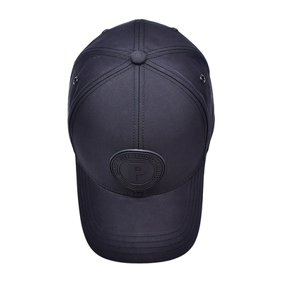 Curve Peak Five Panel Baseball Cap With Structured Rubber Patch Metal Eyelets Matching With Fabric