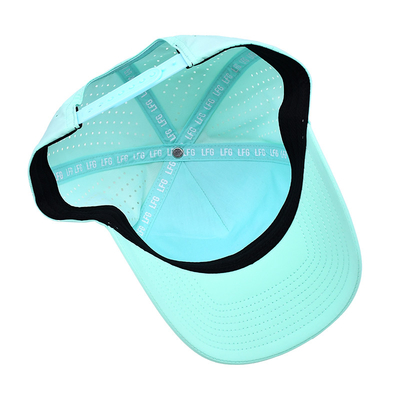 Curve Peak 5 Panel Sport Cap With Rubber Patch Logo Laser Holes On Back