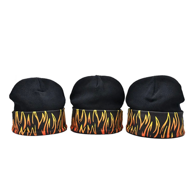 58CM Winter Circumference Knit Beanie Hats With Embroidery Pattern