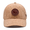 Curved Six-Panel Wood Grain Leather Baseball Cap With Adjustable Strap